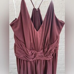 David’s Bridal Mesh Cross Waist Spaghetti Strap Dress Women’s 24 Wine Color NWT